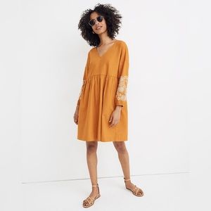 NWOT MADEWELL WOMEN EMBROIDERY - SLEEVE POPOVER DRESS SIZE S